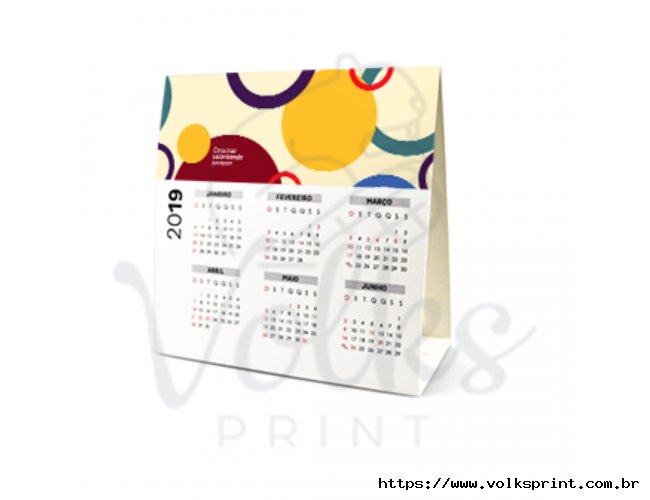 Calendário de mesa triangular