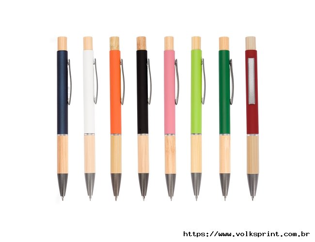 Caneta Metal detalhes em bambu